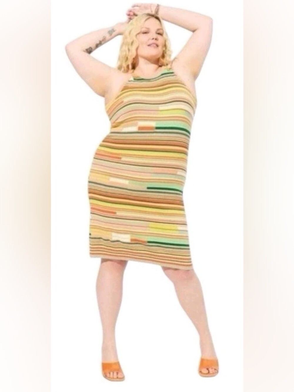Torrid Orange Yellow Green Crochet Sleeveless Tank Dress Women's Plus Sz 3X NWT